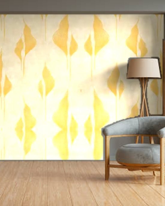 Golden Calla Lily wallpaper on a room wall