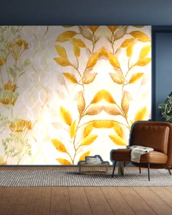 Golden Fern Trellis wallpaper on a room wall