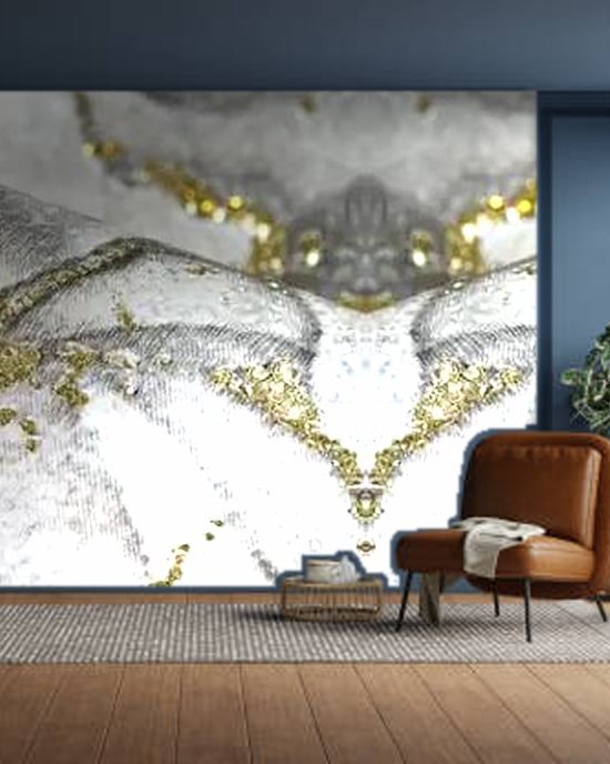 Grey Marble Gold wallpaper on a room wall