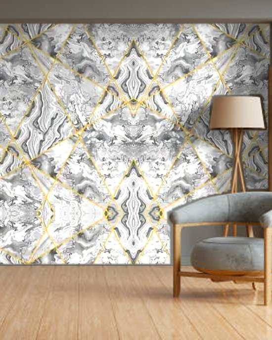 Grey Marble Gold II wallpaper on a room wall