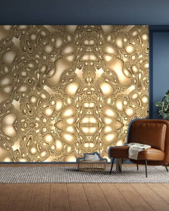 Bronze Molten Flow wallpaper on a room wall