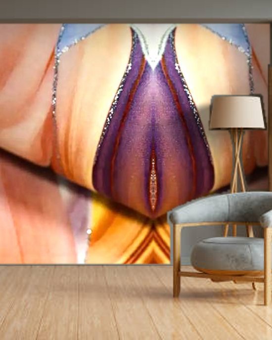 Rainbow Feather Flow wallpaper on a room wall