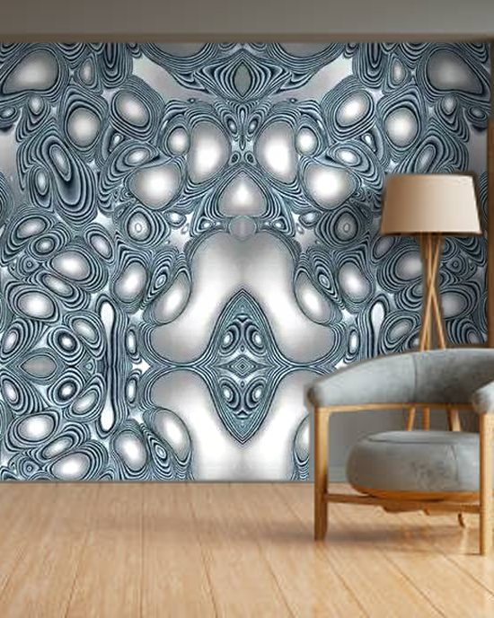 Steel Molten Flow wallpaper on a room wall