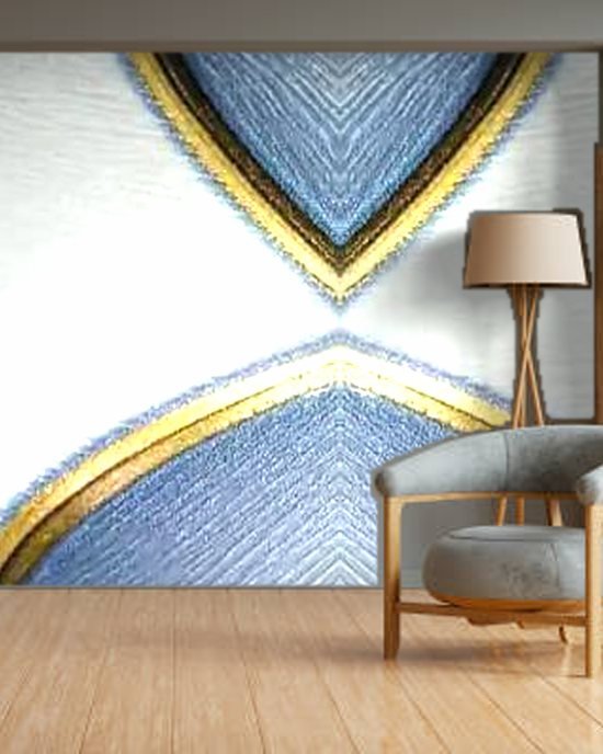 3D Blue Hex wallpaper on a room wall