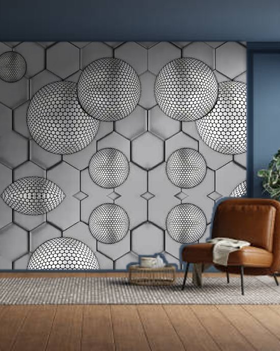 Zen Hexagon wallpaper on a room wall