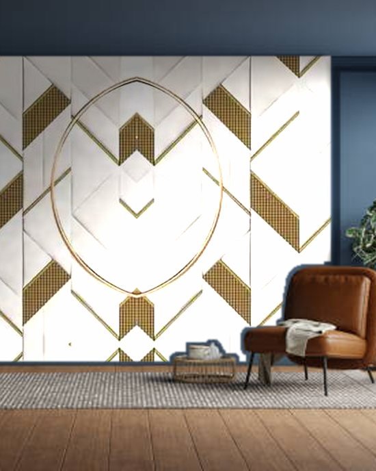 3D Geometric Panel wallpaper on a room wall