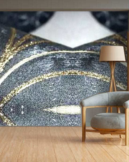 Grey Art Deco wallpaper on a room wall