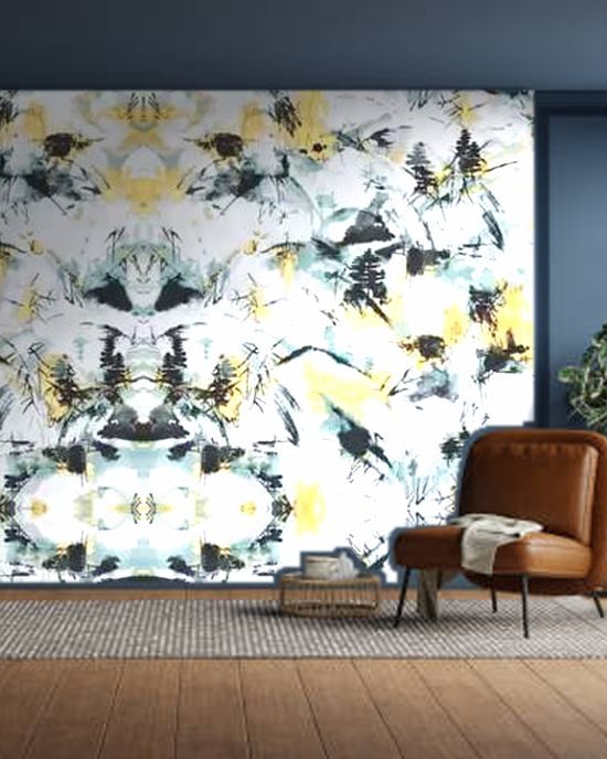 Abstract Mountain wallpaper on a room wall