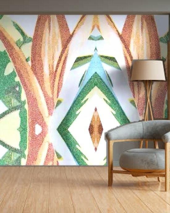 Tropical Paradise Leaves wallpaper on a room wall