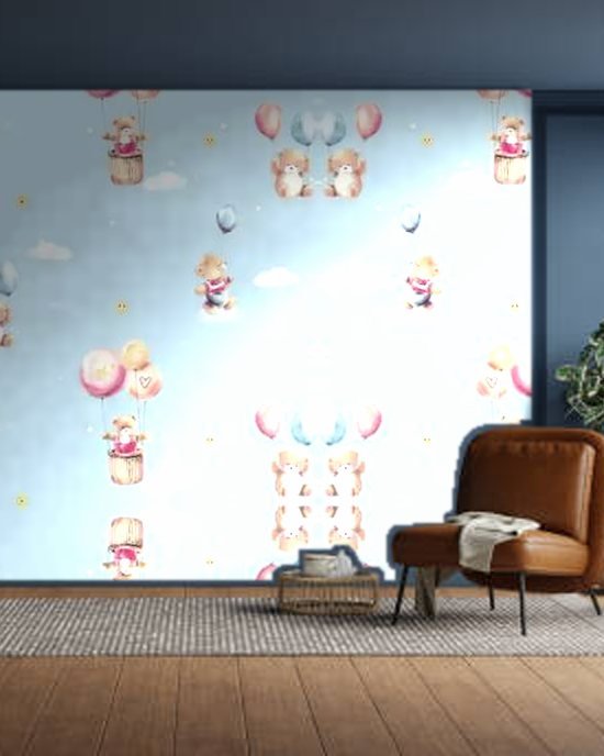 Balloon Bears (Kids) wallpaper on a room wall