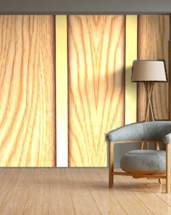 Oak Wood Slats wallpaper on a room wall