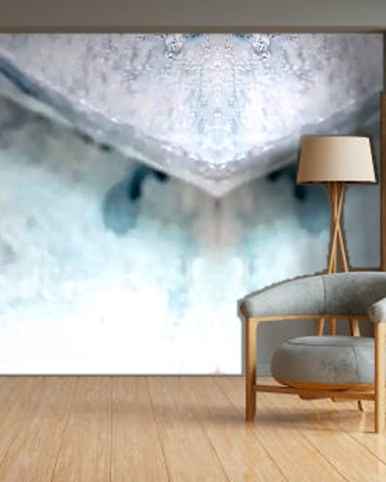 Ice Blue Baroque Frost wallpaper on a room wall