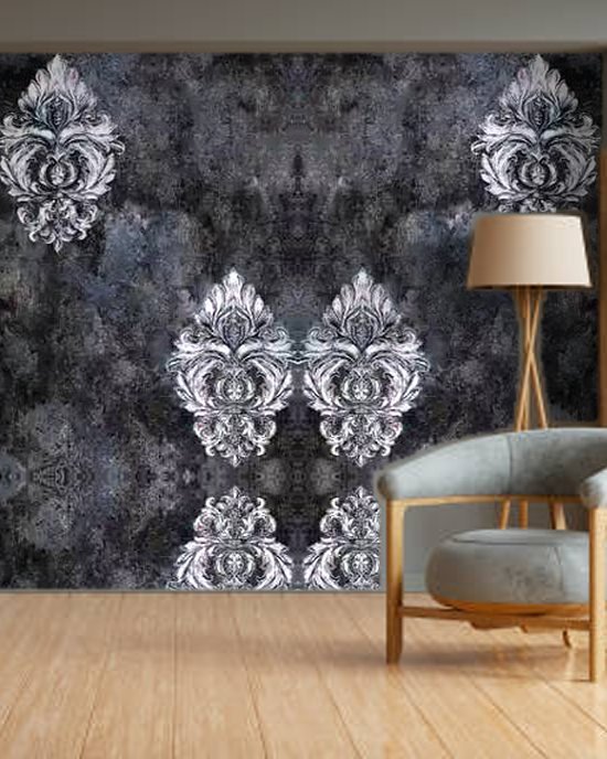 Midnight Damask wallpaper on a room wall