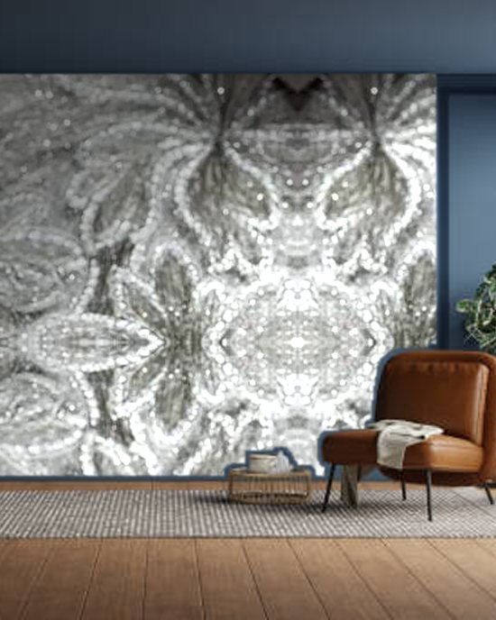 Silver Floral Vine wallpaper on a room wall