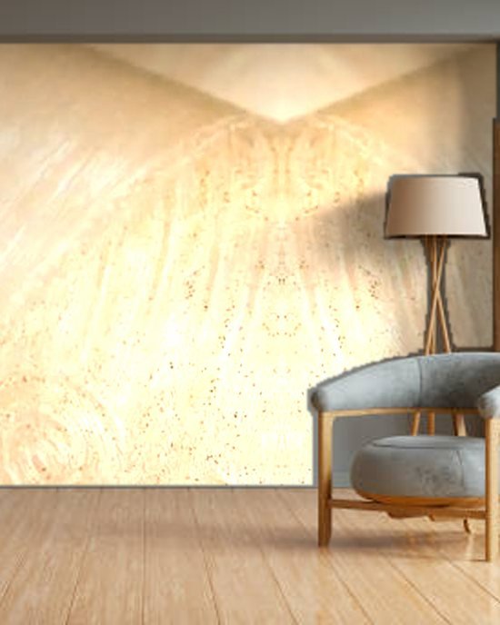 Beige Gold Leaves wallpaper on a room wall