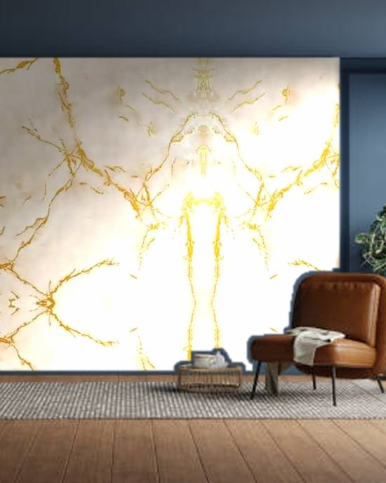 Carrara Beige Marble wallpaper on a room wall