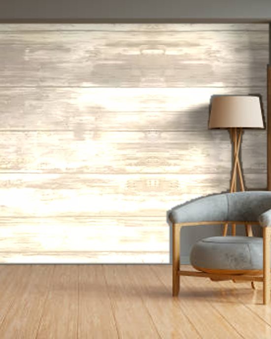 Beige Wood Planks wallpaper on a room wall