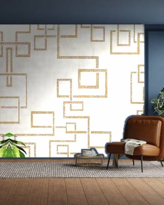 Golden Glittery Maze wallpaper on a room wall