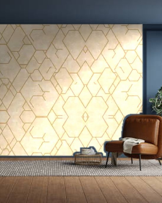 Gold Hexagon wallpaper on a room wall