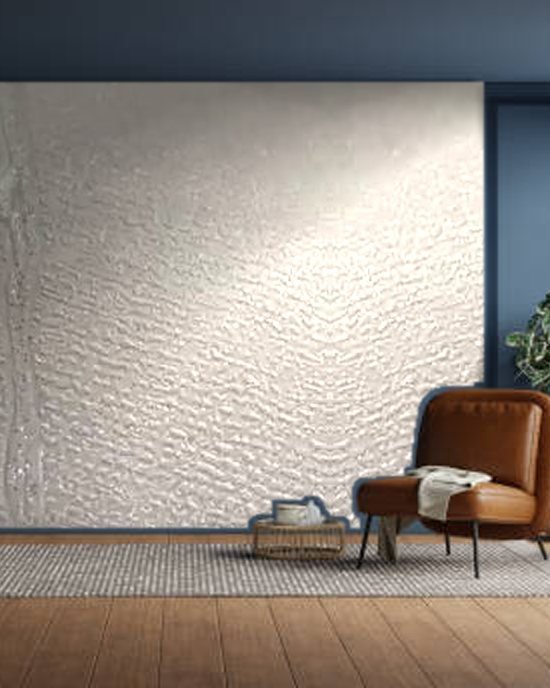 White Abstract Lines wallpaper on a room wall