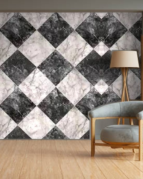 Marble Checker wallpaper on a room wall