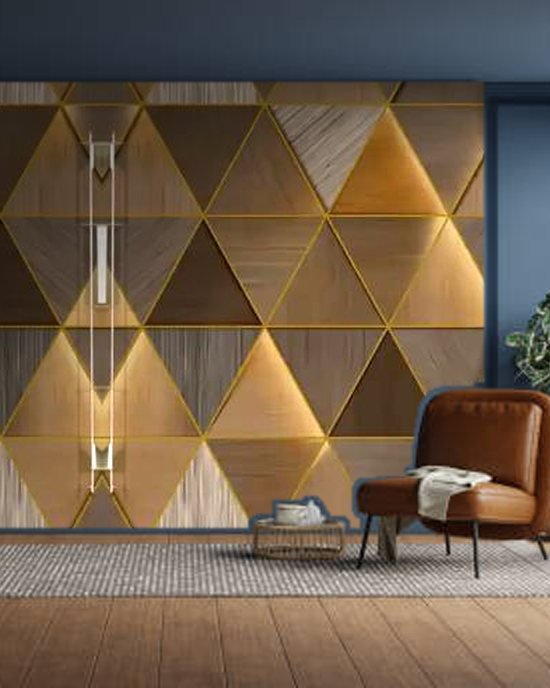 Golden Triangle Luxe wallpaper on a room wall