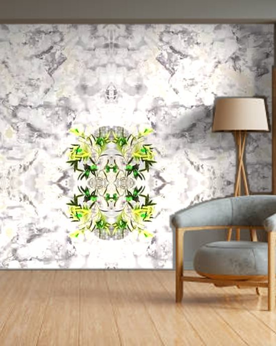 Grey Gold Marble wallpaper on a room wall