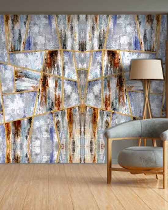 Abstract Geometric wallpaper on a room wall