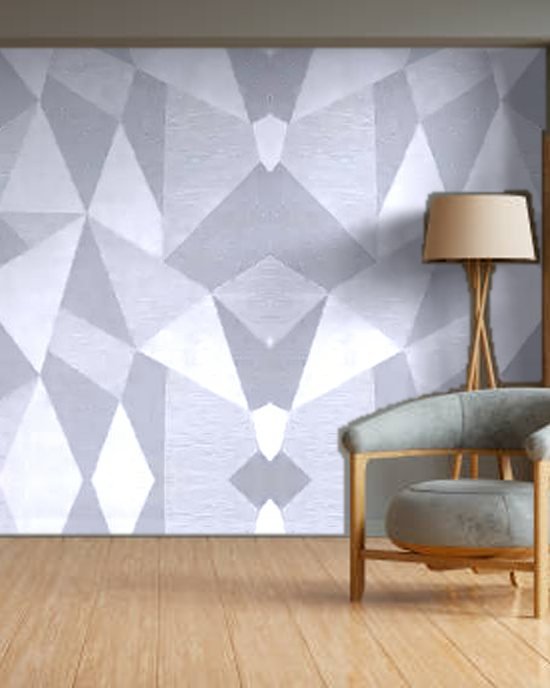 Grey 3D Triangle wallpaper on a room wall