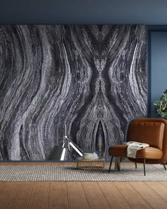Silver Glitter Marble wallpaper on a room wall