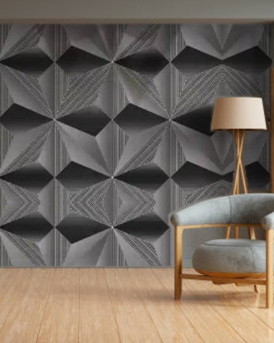 3D Geometric Fan wallpaper on a room wall