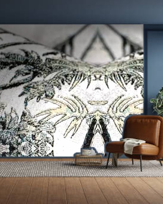 Tropical Forest Sketch wallpaper on a room wall