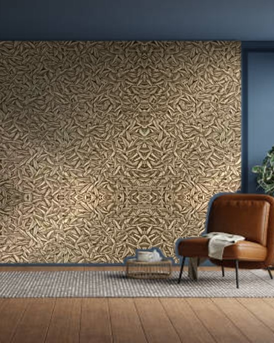 Metallic Bronze Texture wallpaper on a room wall