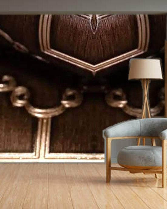 Bronze Trellis Elegance wallpaper on a room wall