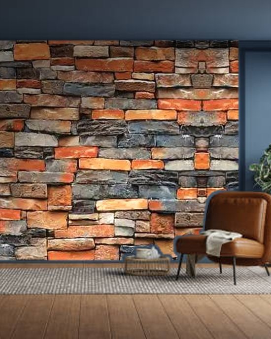 3D Rustic Brick wallpaper on a room wall