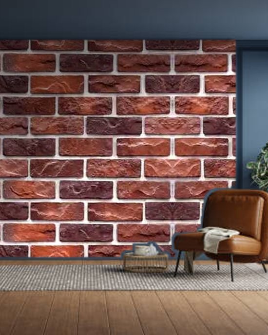 Red Brick wallpaper on a room wall