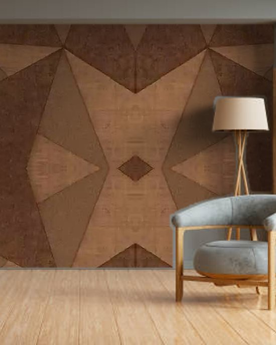 Brown 3D Triangle wallpaper on a room wall