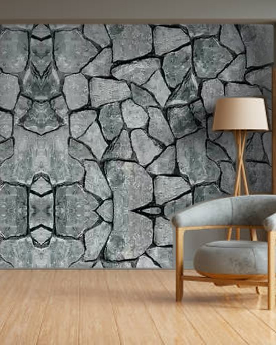 Grey Stone wallpaper on a room wall