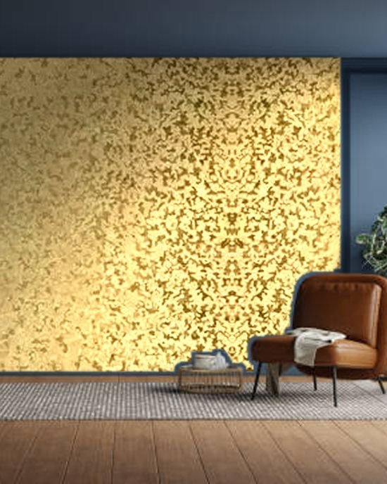 Gold Flakes wallpaper on a room wall