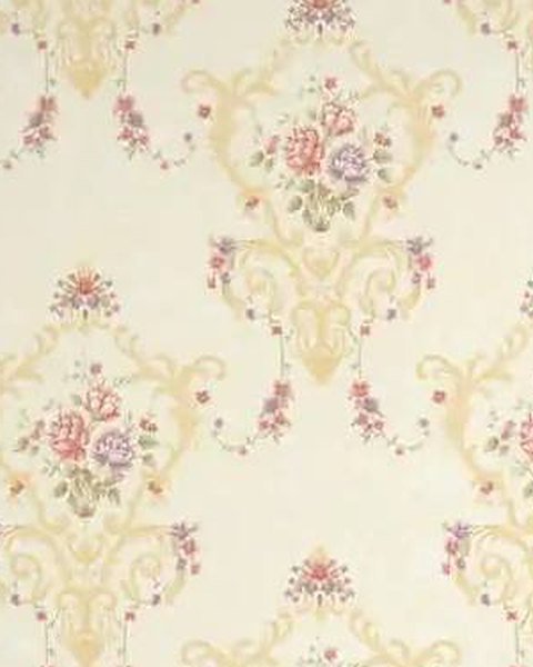 Cream Floral Damask wallpaper close-up
