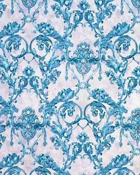 Teal Blue Baroque wallpaper close-up
