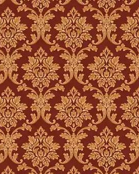 Maroon Gold Damask wallpaper close-up